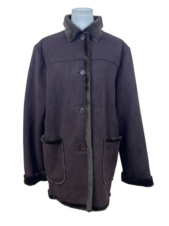 Jpercy Mens Brown Polyester Faux Fur Lined Coat Size L - Picture 1 of 9